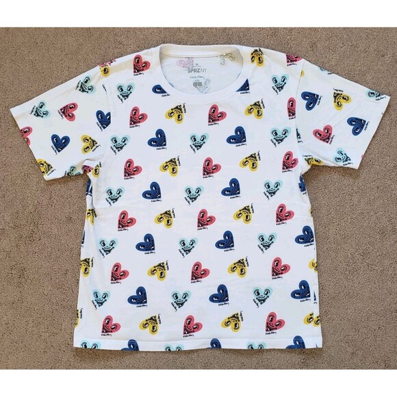 Keith Haring SPRZ NY Uniqlo Smile Love Hearts Graphic Pop Art T-shirt Size XS - Picture 1 of 5